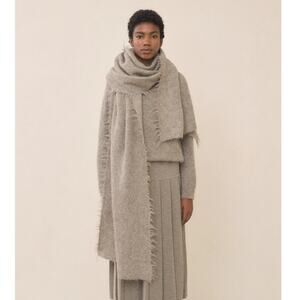 Lauren Manoogian Suri Fringe Scarf Rock Taupe Grey Brown 100% Suri Alpaca NWT